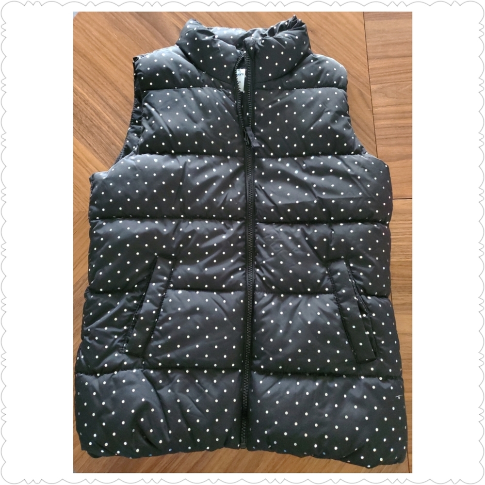 3 for $10 Black Silver Metallic Dots Puffer Vest XL 14/16 Fleece Lined